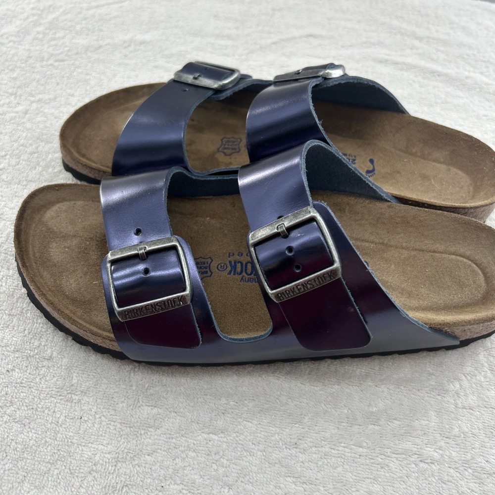 Birkenstock New w/o Box Arizona Metallic Dark Sapphire Sz 41 Womens 10 Cork Foot - Picture 5 of 8